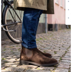 TGA By Ahler - Chelsea st�vle i brun ruskind med elastik - 3121