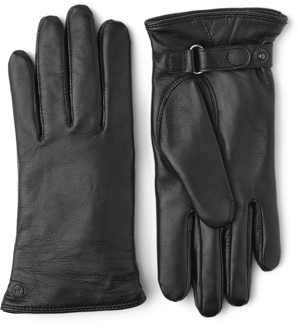 Forbedre Blikkenslager sæt ind Hestra - Handske i sort med rem og knap - HANDSKER - Como Shoes