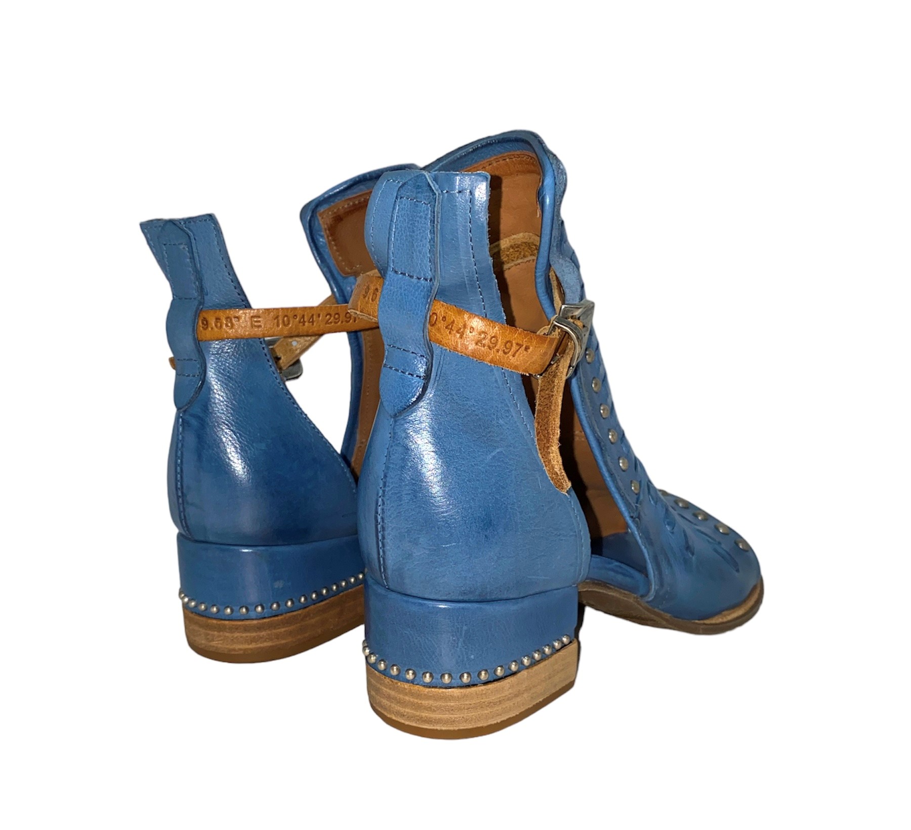 Airstep - Sandal i blå med nitter og moderat hæl - AIRSTEP A.S.98 - Como Shoes