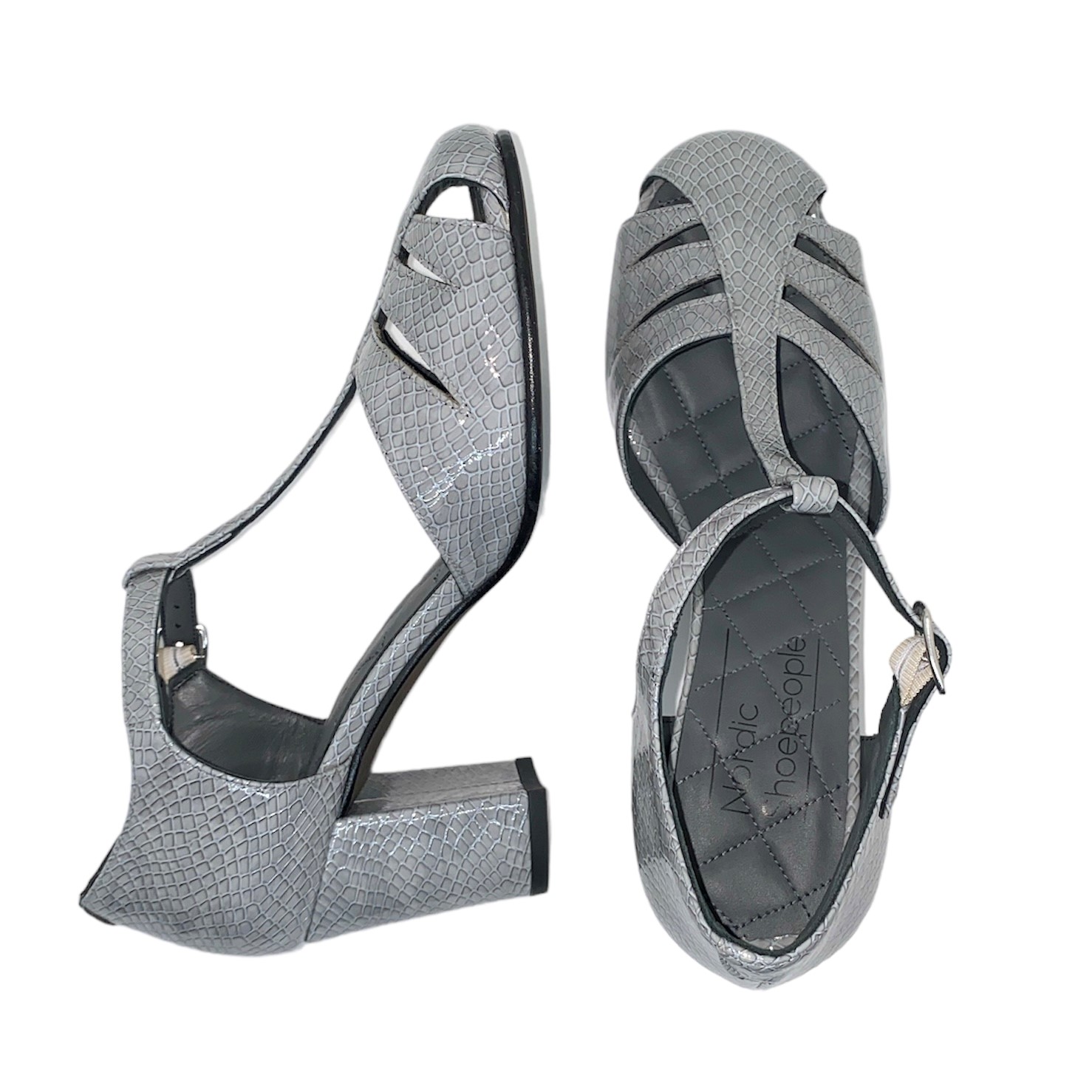 Nordic Shoepeople - i lys grå pyton med høj hæl - Liva 30 - SHOEPEOPLE - Como Shoes