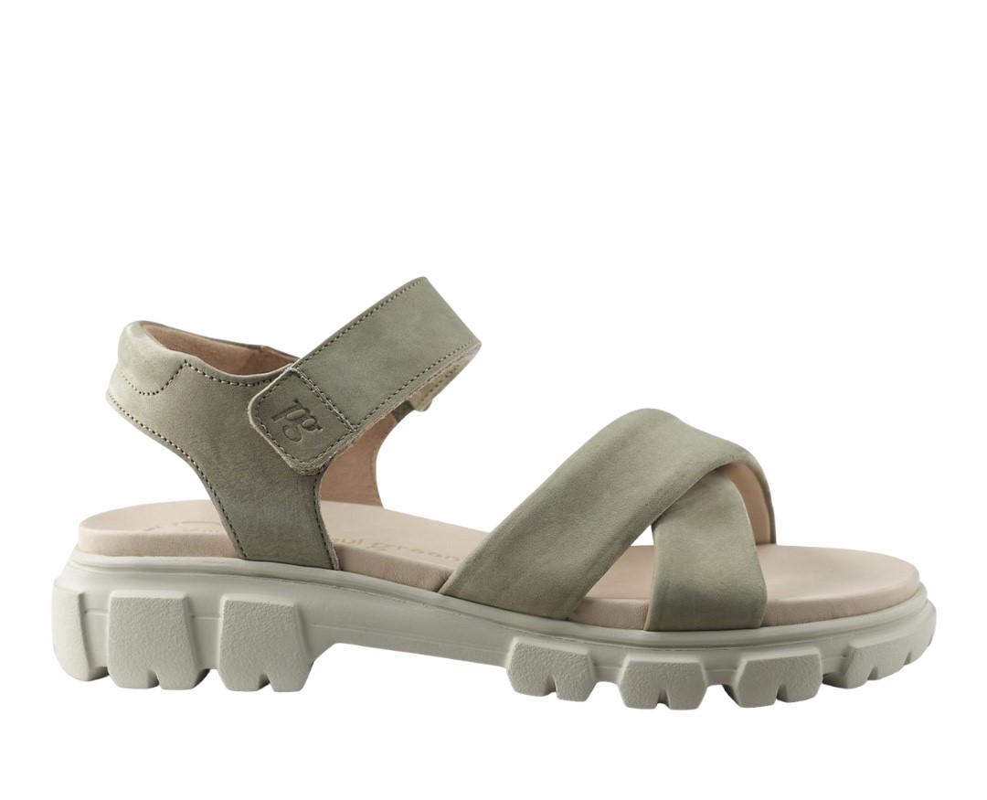 Green - Sandal khaki nubuck med chunky sål - 7966 - GREEN - Como Shoes