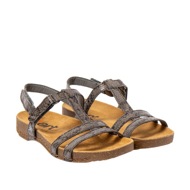 Art - Flad sandal i gr� snake - 0946S