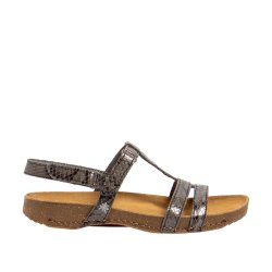 Art - Flad sandal i gr� snake - 0946S