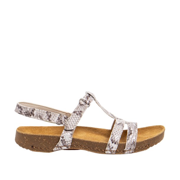 Art - Flad sandal i beige snake - 0946S