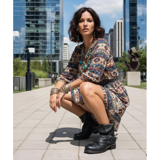 Airstep - St�vlette i sort med slag, sn�re og lynl�s 