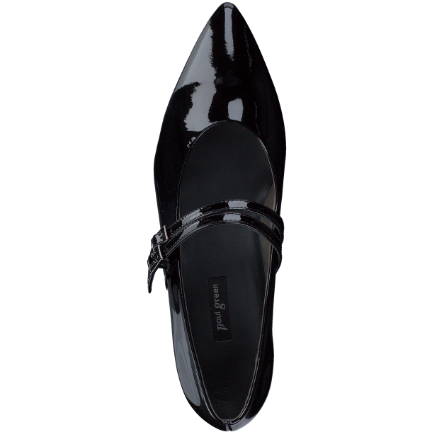 Paul Green - Flad sko i sort lak med remme -1022