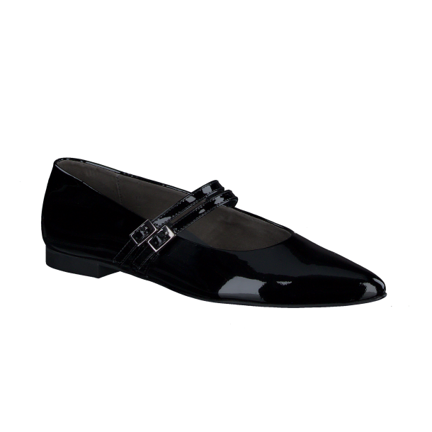 Paul Green - Flad sko i sort lak med remme -1022