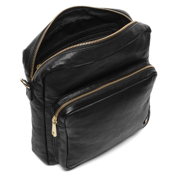 Depeche - Enkel crossover taske i sort med lynls - 13606