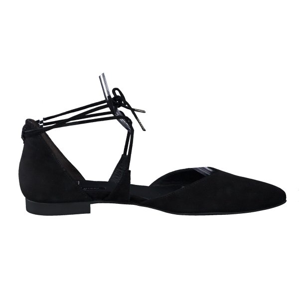 Paul Green - Flad sko i sort med snre - 1076