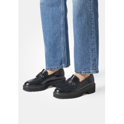 Paul Green - Loafer i sort med grov sl og slvringe - 1162