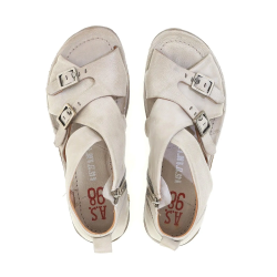 Airstep - Flad sandal i r�hvid med remme og sp�nder
