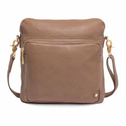 Depeche - Enkel crossover taske i varm camel med lynls - 13606