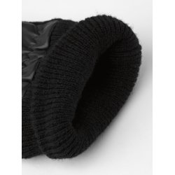 Hestra - Handske i sort skind med strik - Jeanne