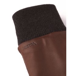 hestra - Handske i kastanie skind og strik - Jeanne 