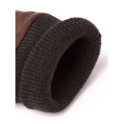 hestra - Handske i kastanie skind og strik - Jeanne 