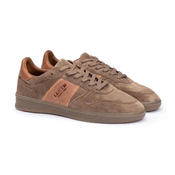 Lloyd herre - Sneakers i gr ruskind med cognac detaljer - Eldorado