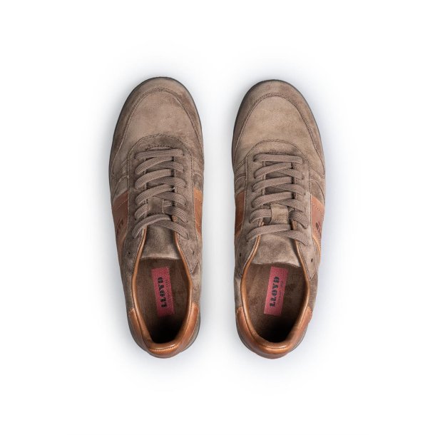 Lloyd herre - Sneakers i gr ruskind med cognac detaljer - Eldorado