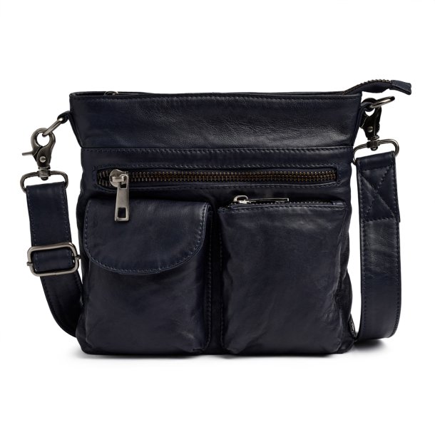 Depeche - Marinebl mellemstor taske med 2 lommer foran - 15350