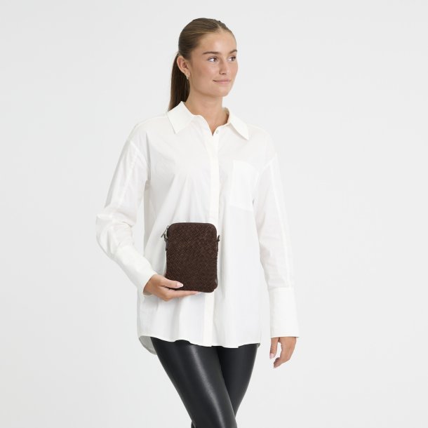 Depeche - Stor mobiltaske i choko brun flet - 17312