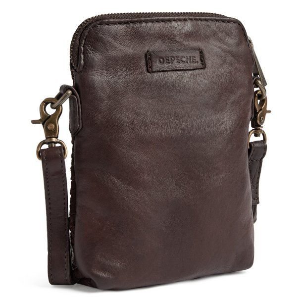 Depeche - Stor mobiltaske i choko brun flet - 17312