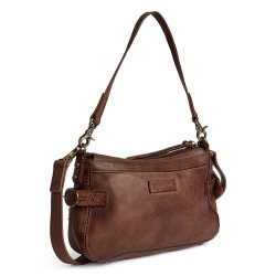 Depeche - Skulder/crossover taske i flammet brun - 17348