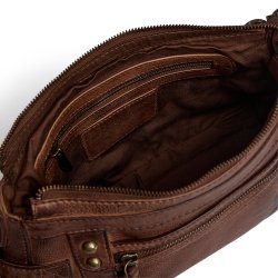 Depeche - Skulder/crossover taske i flammet brun - 17348