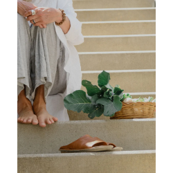 VIBAe - Slippers i cognac skind - Saint Tropez