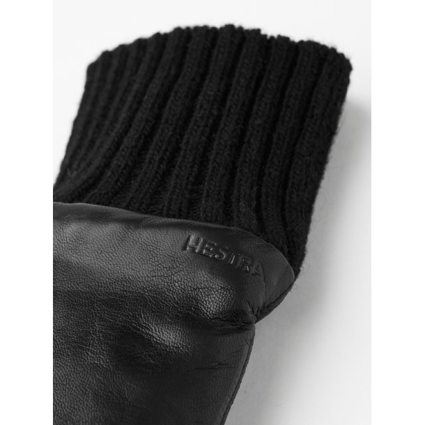 Hestra - luffe i sort skind med varmt foer - Tina  