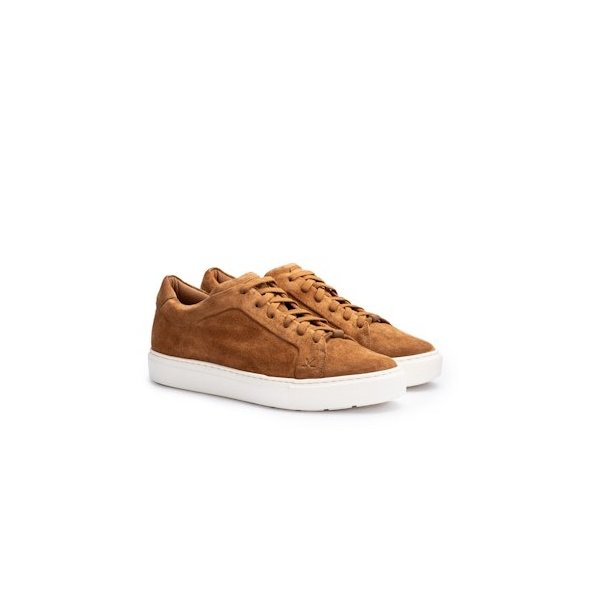 Lloyd - Sneakers i camel ruskind med elastik-sn�re - Metro