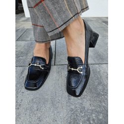 Wonders - Loafer i sort lak med bidsel og lille hl - 1903