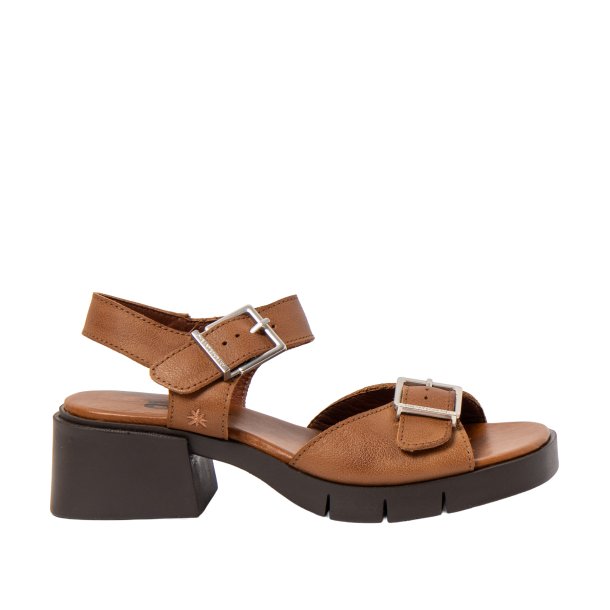Art - Sandal i cognac med plateau og moderat h�l - 2061