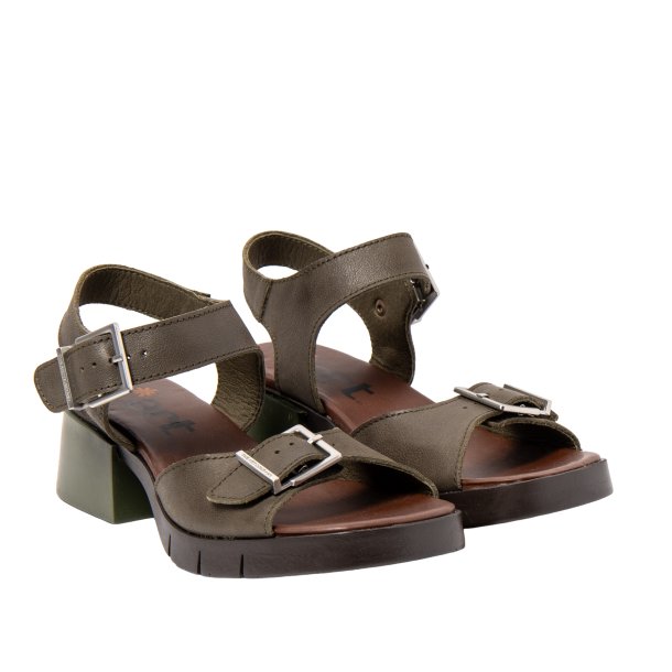Art - Sandal i khaki med plateau og moderat h�l - 2061