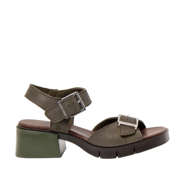 Art - Sandal i khaki med plateau og moderat h�l - 2061