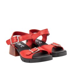 Art - Sandal i r�d med plateau og moderat h�l - 2061
