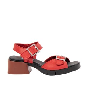 Art - Sandal i r�d med plateau og moderat h�l - 2061