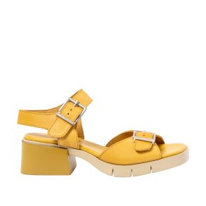 Art - Sandal i gul med plateau og moderat h�l - 2061