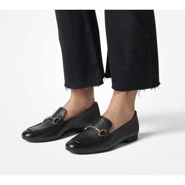 Paul Green - Loafer i sort med guld-bidsel - 2596