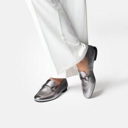 Paul Green - Loafer i mrk slv med slvbidsel - 2596