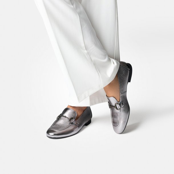 Paul Green - Loafer i mrk slv med slvbidsel - 2596