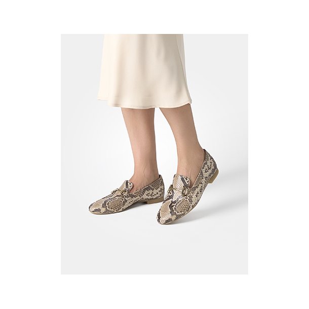 Paul Green - Loafer i slangeprint med guldbidsel - 2596