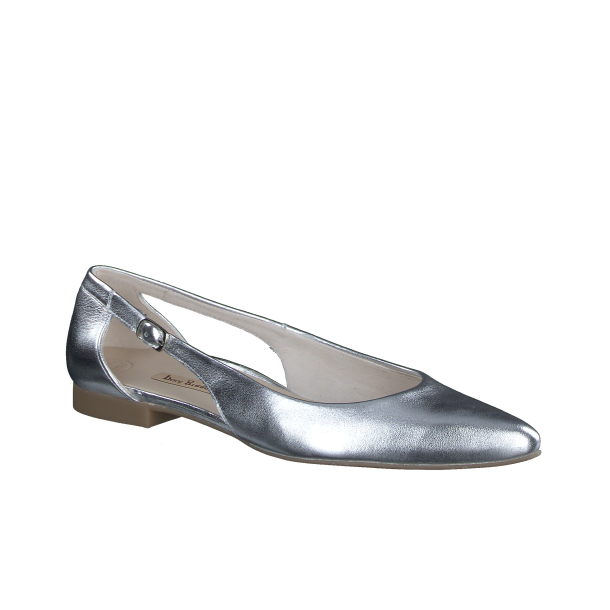 Paul Green - Flad sko i slvfarvet skind - 2992