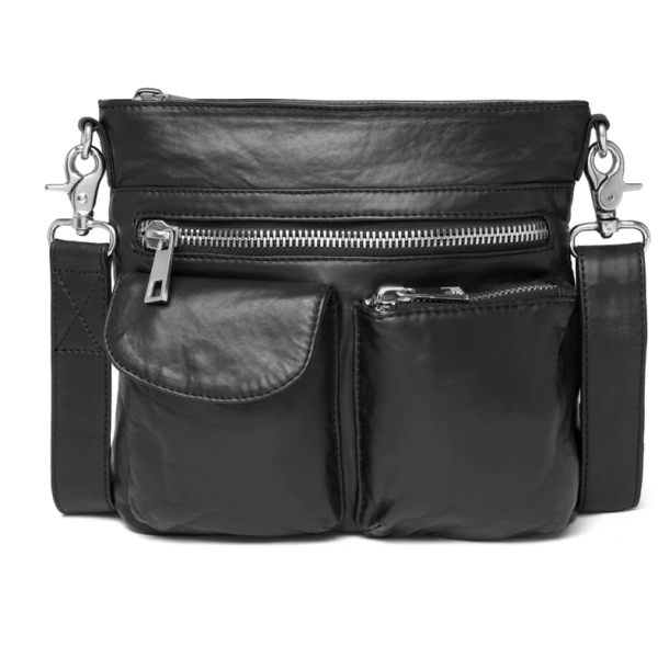Depeche - Sort mellemstor taske med 2 lommer foran - 15350