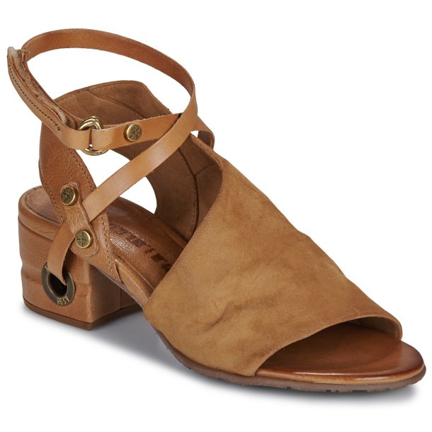 Airstep - Sandal i camel med ankelrem og moderat h�l 