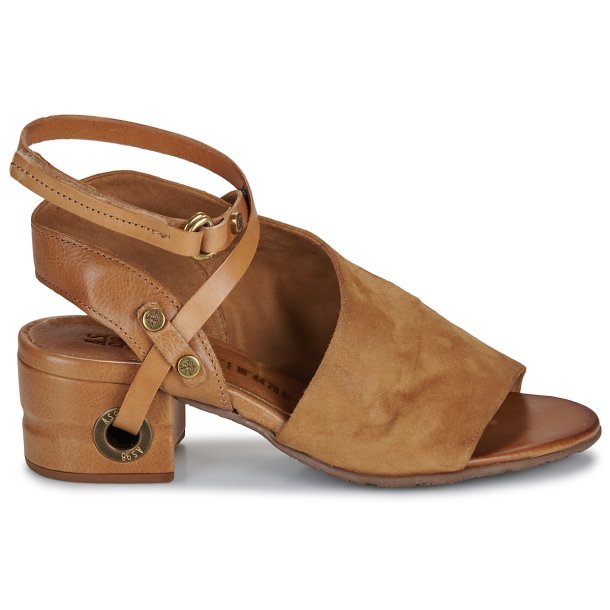 Airstep - Sandal i camel med ankelrem og moderat h�l 