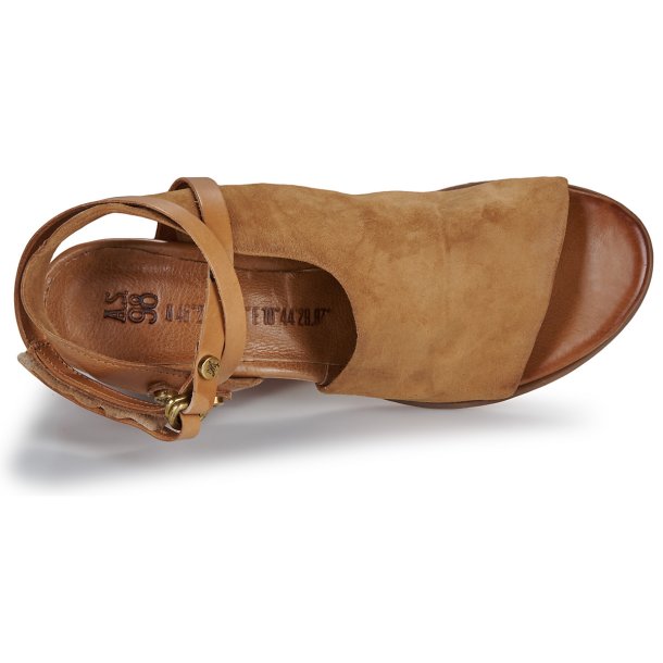 Airstep - Sandal i camel med ankelrem og moderat h�l 