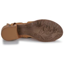 Airstep - Sandal i camel med ankelrem og moderat h�l 