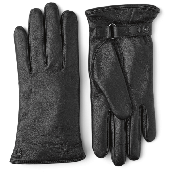 Hestra - Handske i sort med rem og knap