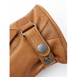 Hestra - Handske i cognac med rem og knap