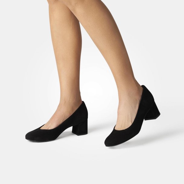 Paul Green - Pumps i sort ruskind med moderat hl - 3554