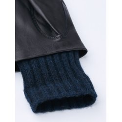 Hestra - Handske i marinebl skind og strik